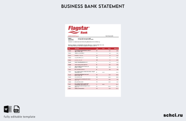 цифровая загрузка выписки по счету организации Flagstar Bank Шаблон Word и PDF